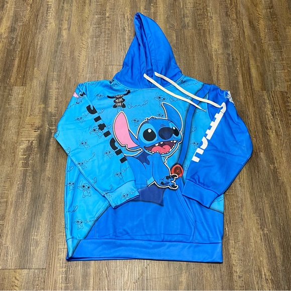 Blue Stitch‎ Hoodie “ Ohana means family” Size Medium - Picture 10 of 15